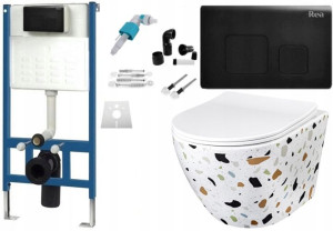 Zestaw Misa WC Podwieszana Terazzo Stelaż Black F