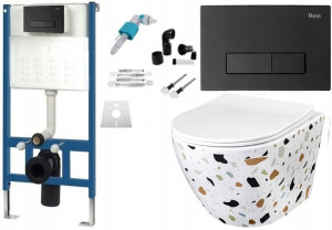 Zestaw Misa WC Podwieszana Terazzo Stelaż Black H