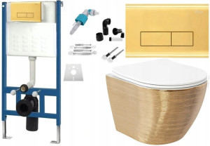 Zestaw Misa WC Złota Podwieszana + Stelaż Gold H