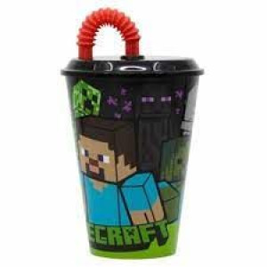 MINECRAFT Zamykany Kubek z słomką 430 ml