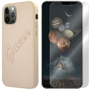 Etui Do Iphone 12 Pro Guess Saffiano Vintage+szkło