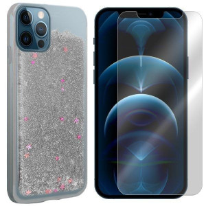 Etui Do Iphone 12 Pro Pokrowiec Brokat + Szkło 9h