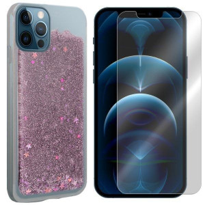 Etui Do Iphone 12 Pro Max Pokrowiec Brokat + Szkło