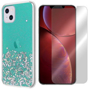 Etui Do Iphone 13 Mini Pokrowiec Brokat + Szkło 9h