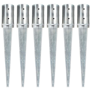 Kołki gruntowe, 6 szt., srebrne, 8x61 cm, stal galwanizowana