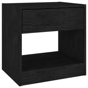 Szafka nocna, czarna, 40x31x40 cm, lite drewno sosnowe