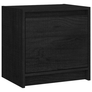 Szafka nocna, czarna, 40x30,5x40 cm, lite drewno sosnowe