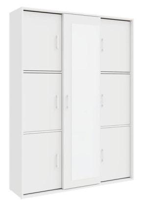 Biała szafa 40 cm głębokości  garderoba z lustrem i półkami  SLIM 150 cm