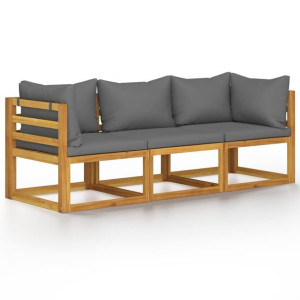 3-osobowa sofa ogrodowa z poduszkami, lite drewno