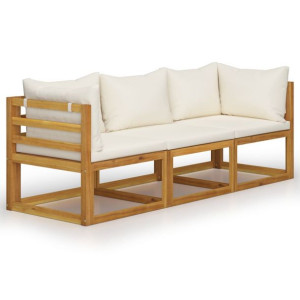 3-osobowa sofa ogrodowa z kremowymi poduszkami, dr