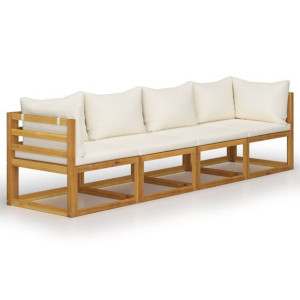 4-osobowa sofa ogrodowa z kremowymi poduszkami, dr