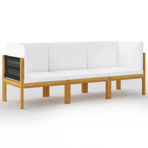 3-osobowa sofa ogrodowa z poduszkami, lite drewno