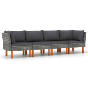 4-osobowa sofa ogrodowa z poduszkami, polirattan,