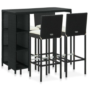 5-cz. ogrodowy zestaw barowy, poduszki, rattan PE,