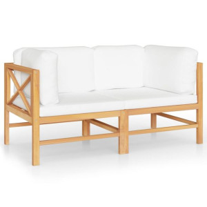 2-os. sofa ogrodowa z kremowymi poduszkami, lite d