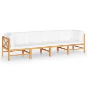 4-os. sofa ogrodowa z kremowymi poduszkami, lite d