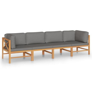 4-os. sofa ogrodowa z szarymi poduszkami, lite dre