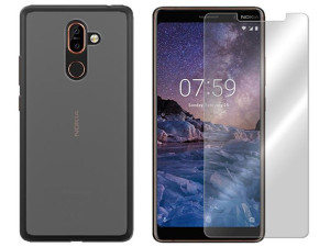 Nokia 7 Plus Etui Pokrowiec Obudowa Matt +szkło 9h