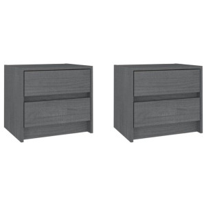 Szafki nocne, 2 szt., szare, 40x30,5x35,5 cm, drewno sosnowe