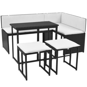 5-cz. zestaw mebli ogrodowych, stal, rattan PE, cz