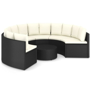 7-częściowa sofa ogrodowa z poduszkami, rattan PE,