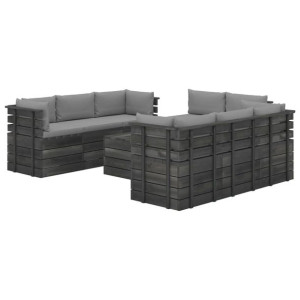 9-cz. zestaw wypoczynkowy z palet, z poduszkami, l