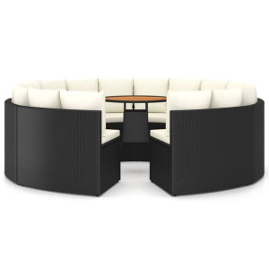 9-częściowa sofa ogrodowa z poduszkami, rattan PE,