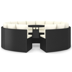 9-częściowa sofa ogrodowa z poduszkami, rattan PE,