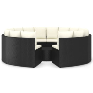 9-częściowa sofa ogrodowa z poduszkami, rattan PE,
