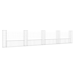 Ogrodzenie gabionowe z 5 słupkami, żelazo, 500x20x100 cm