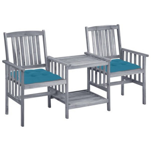 Krzesła ogrodowe ze stolikiem i poduszkami, drewno