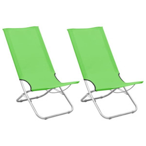 Składane krzesła plażowe, 2 szt., zielone, obite t