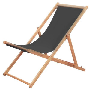 Składany leżak plażowy, tkanina i drewniana rama,