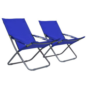 Składane krzesła plażowe, 2 szt., tkanina, niebies