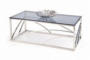 Ława UNIVERSE 120x60 dymiona/srebrna glamour ława szklana