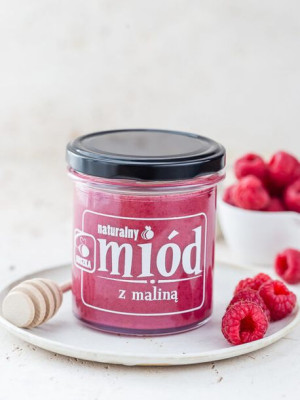 Miód z maliną wielokwiatowy z pasieki 0,35 kg Miody Suszka