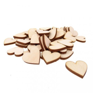 Drewniane serca 2 cm 50 szt