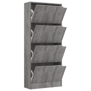 Szafka na buty z 4 półkami, wzór betonu, 59x24x136 cm, płyta