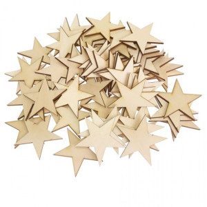 Drewniane gwiazdki pięcioramienne 7 cm 50 szt