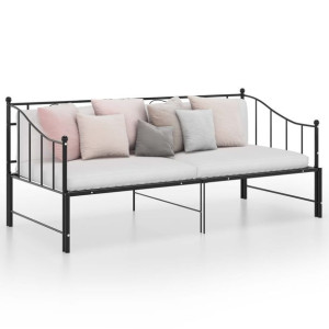 Lumarko Sofa z wysuwaną ramą łóżka, czarna, metalowa, 90x200 cm!