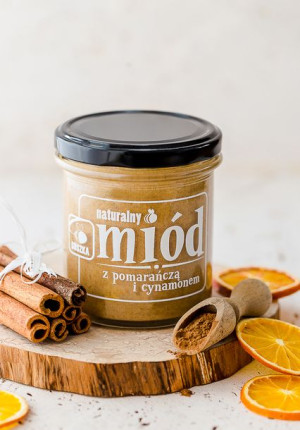 Miód z pomarańczą i cynamonem z pasieki 0,35 kg Miody Suszka