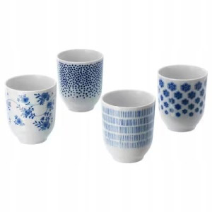 Kubek 4 Szt Wzór Niebieski 220 Ml Entusiasm Ikea