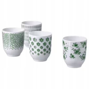 Kubek 4 Szt Wzór Zielony 220 Ml Entusiasm Ikea