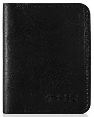 Portfel Etui Męski Skórzany Czarny Pudełko SOLIER SW11
