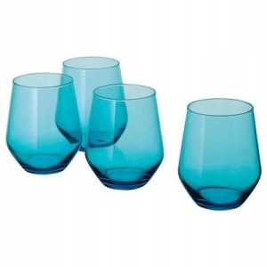 SZKLANKI 4 szt, szkło turkusowe 450 ml IKEA