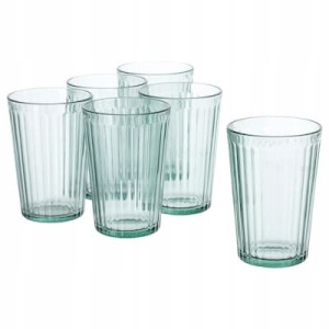 SZKLANKI 6 szt, grube szkło zielone 310ml IKEA