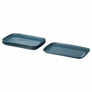 Talerz 30x18cm Kamionka Połysk Turkus Ciemny 4 Szt