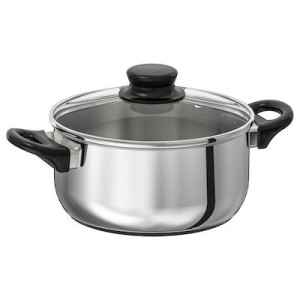 ŁADNY Garnek z pokrywką, szkło/stal nierdz 2.8 l