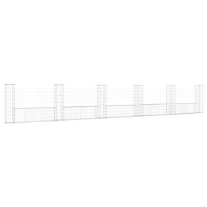 Ogrodzenie gabionowe z 6 słupkami, żelazo, 620x20x100 cm