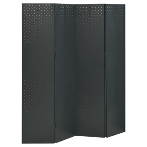 Parawan 4-panelowy, antracytowy, 160 x 180 cm, stalowy